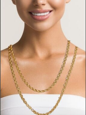 Elegant Gold Rope Chain Necklace 55" NWOT